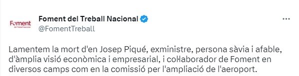 TUIT muere Josep Pique Foment