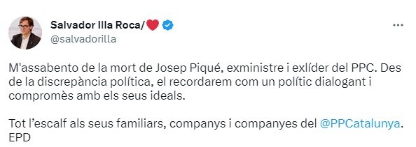 TUIT mor Josep Pique illa