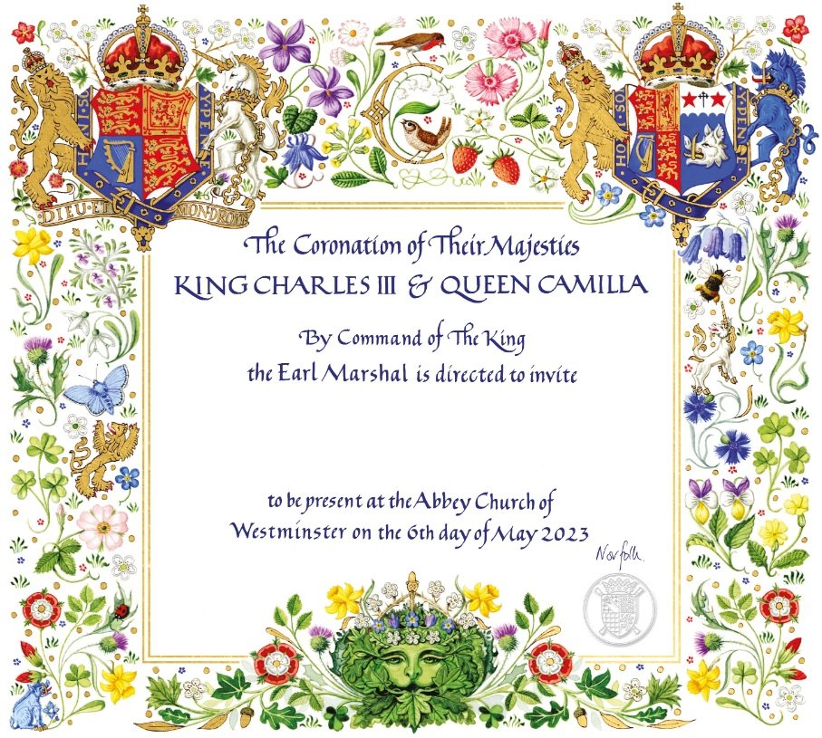 Targeta invitació coronació Carles III i Llitera Twitter