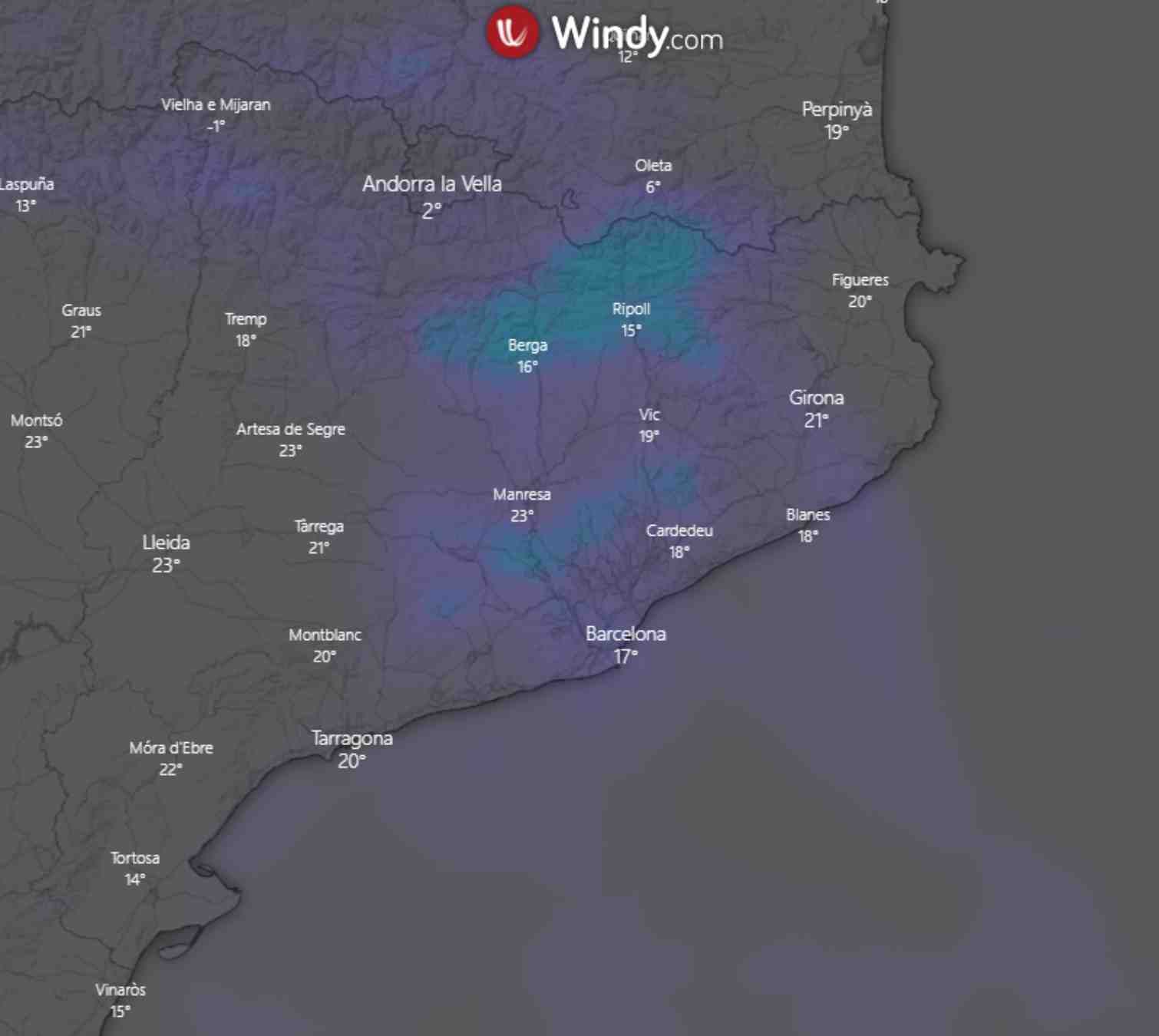 Caerá muy poca agua y cada día en las mismas comarcas del nordeste / Windy