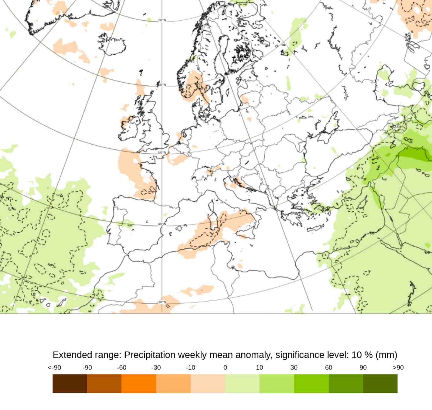 Lo que queda de abril llega sin anomalías en la lluvia y eso quiere decir que todavía podría llover este mes / ECMWF