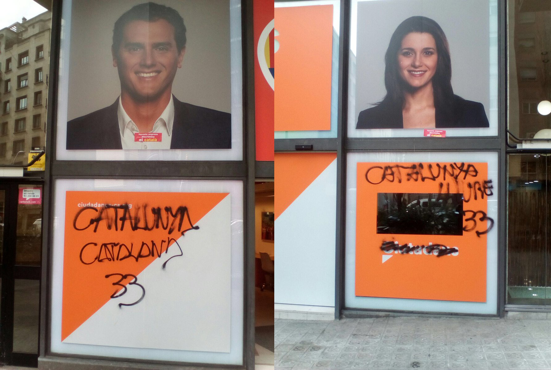 Cs i PSC denuncien "atacs" amb pintades a seus dels dos partits