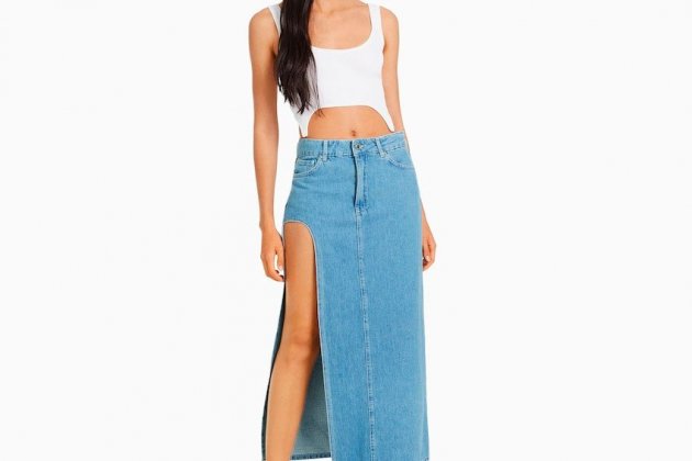 Falda denim larga Falda denim larga