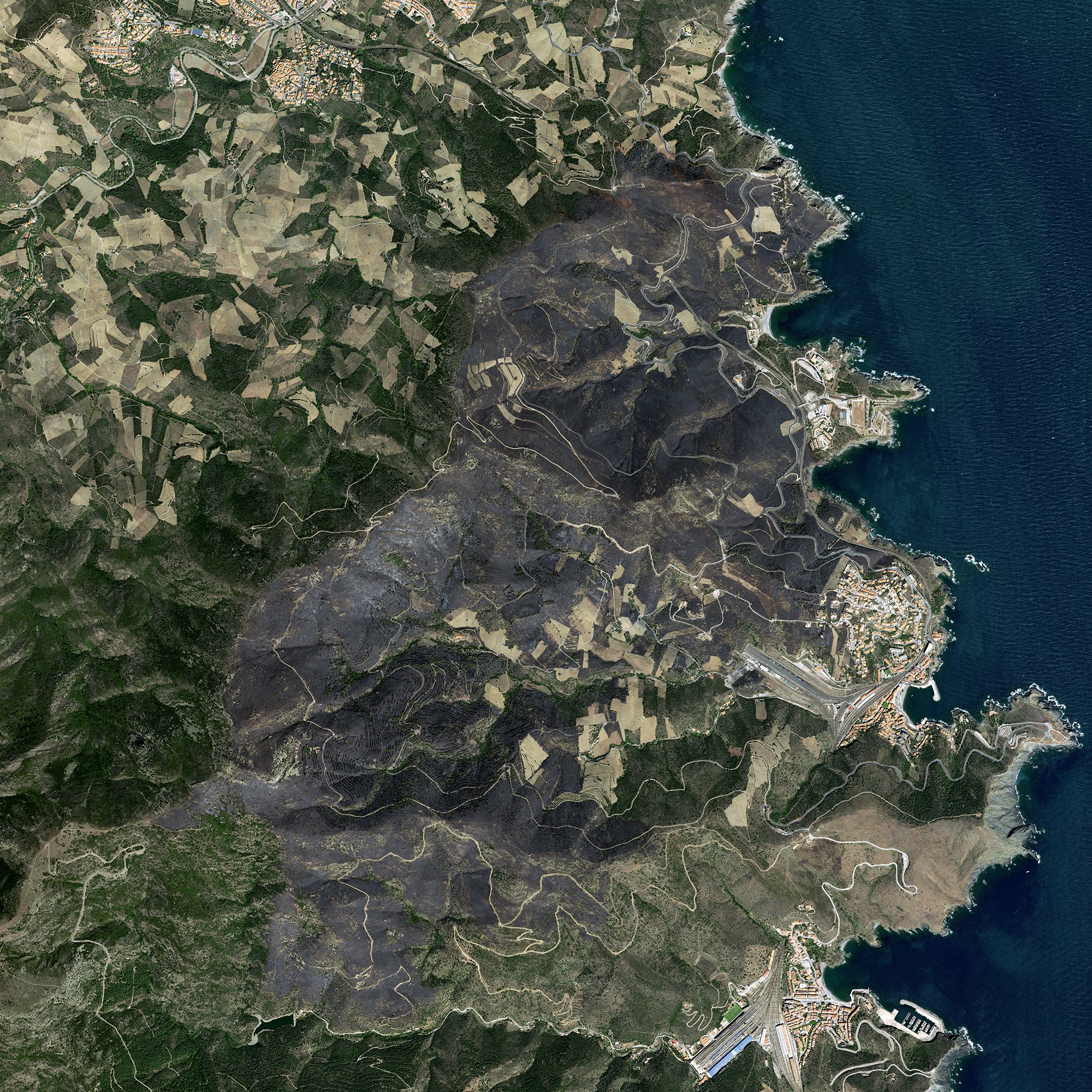 Imatges de l'incendi de la Catalunya Nord, entre el Rosselló i l'Alt Empordà / Pléiades Neo © Airbus DS 2023