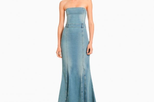 Vestit denim llarg bandeau