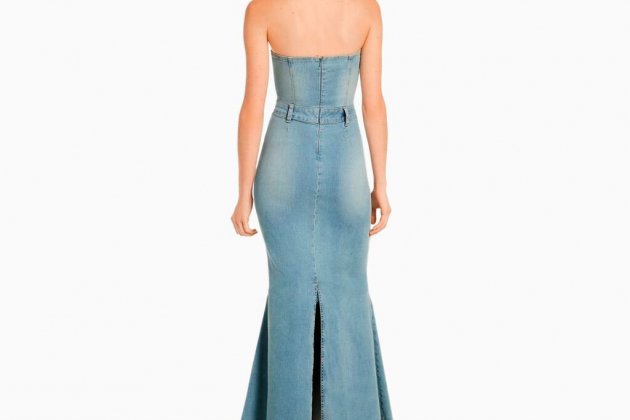 Vestit denim llarg bandeau1