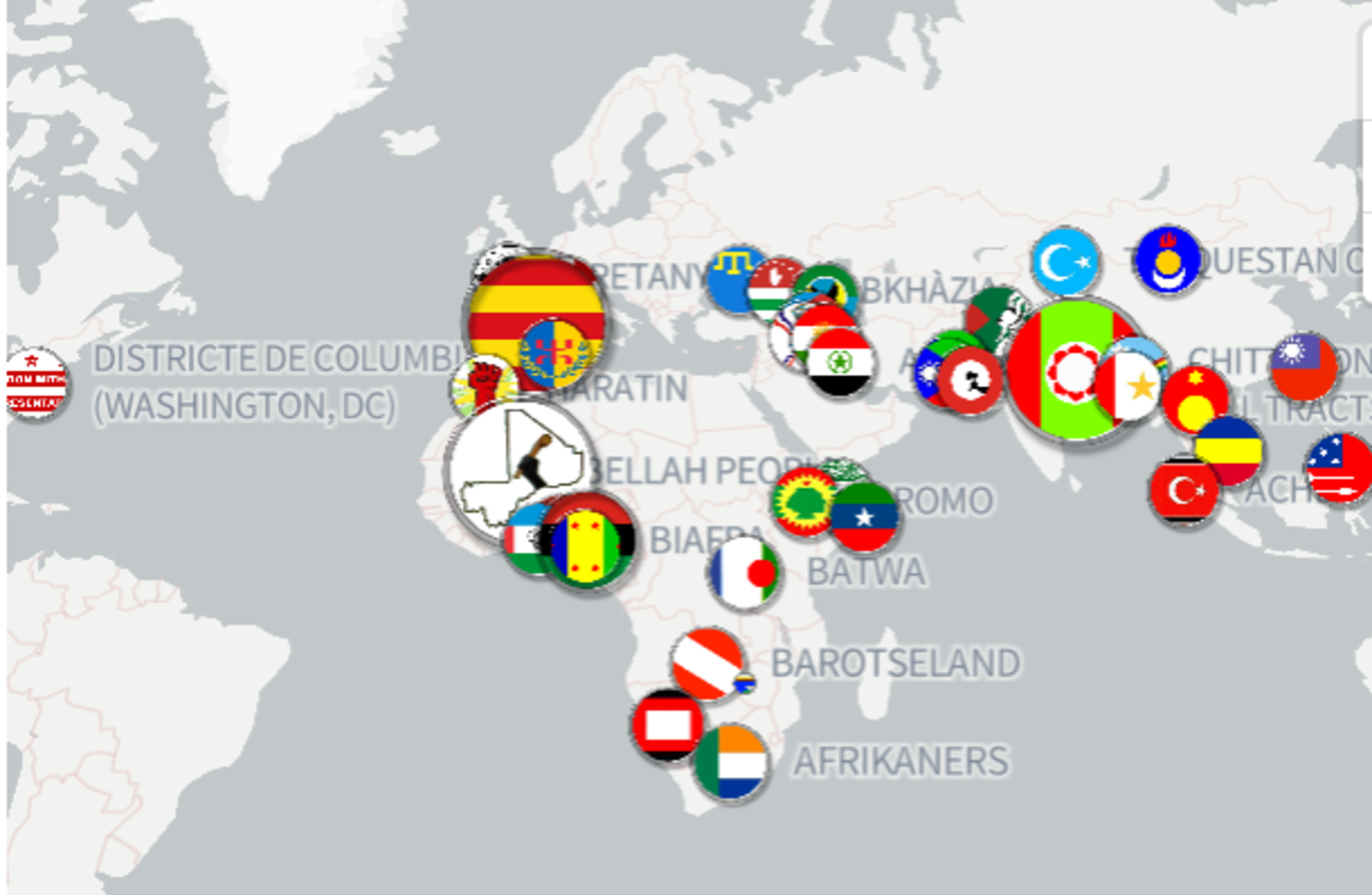 El mapa de los pueblos sin estado que se reúnen en Barcelona