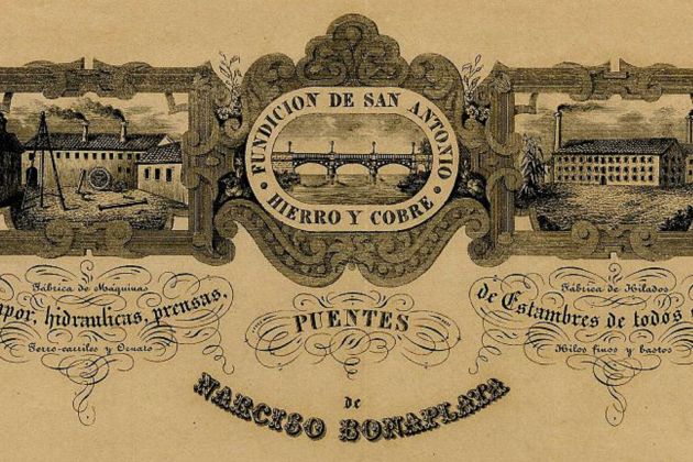 Logotipo de la fábrica Bonaplata de Sevilla. Fuente Wikimedia Commons