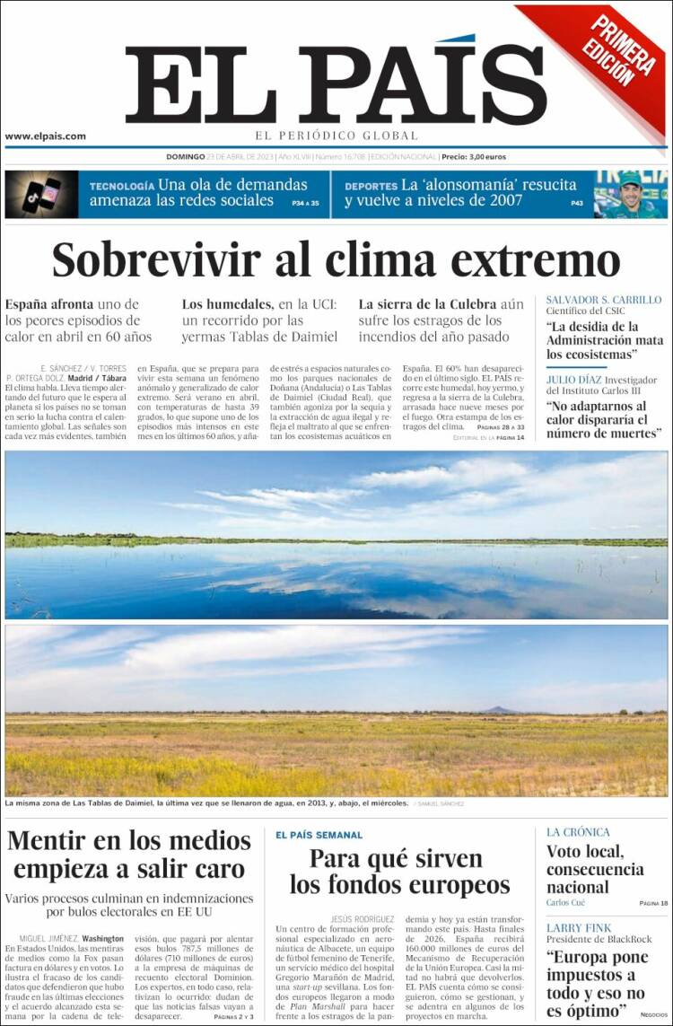 portada el pais 23/4/23 portada el pais 23/4/23