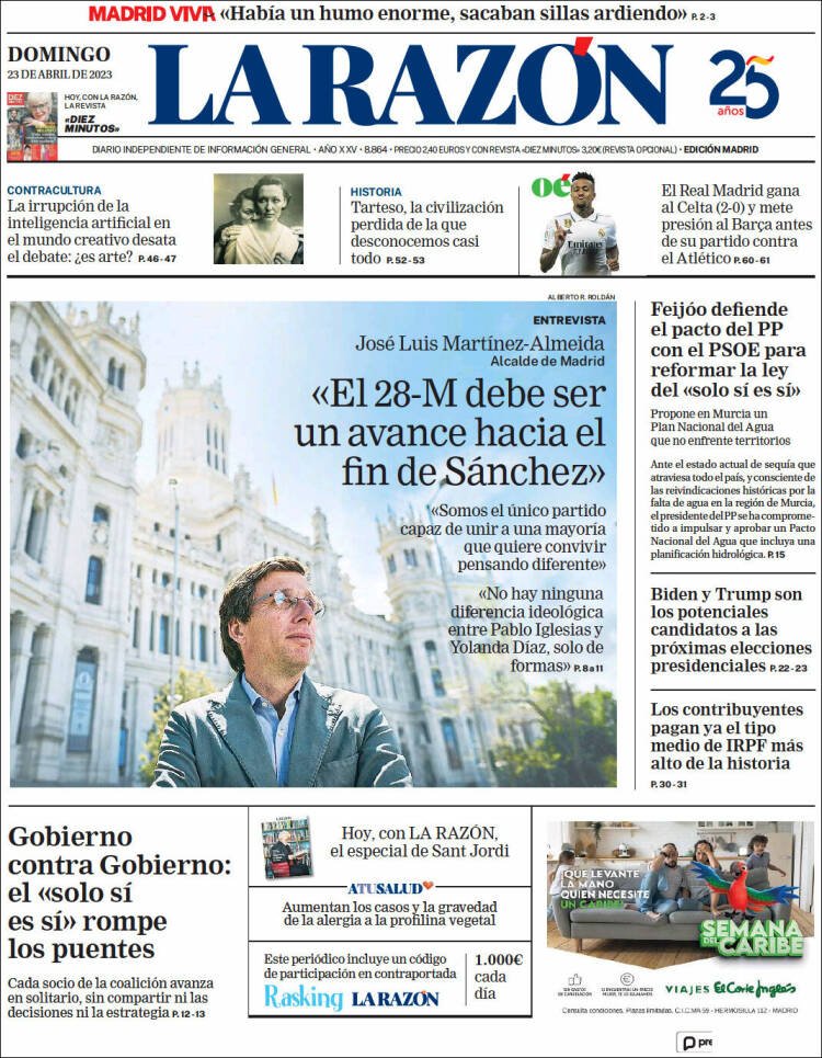 portada la razon 23/4/23 portada la razon 23/4/23