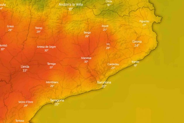 Dijous serà el dia més calorós de la setmana / Windy Dijous serà el dia més calorós de la setmana / Windy