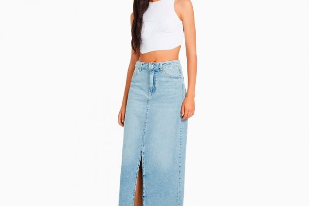 Falda denim larga Falda denim larga