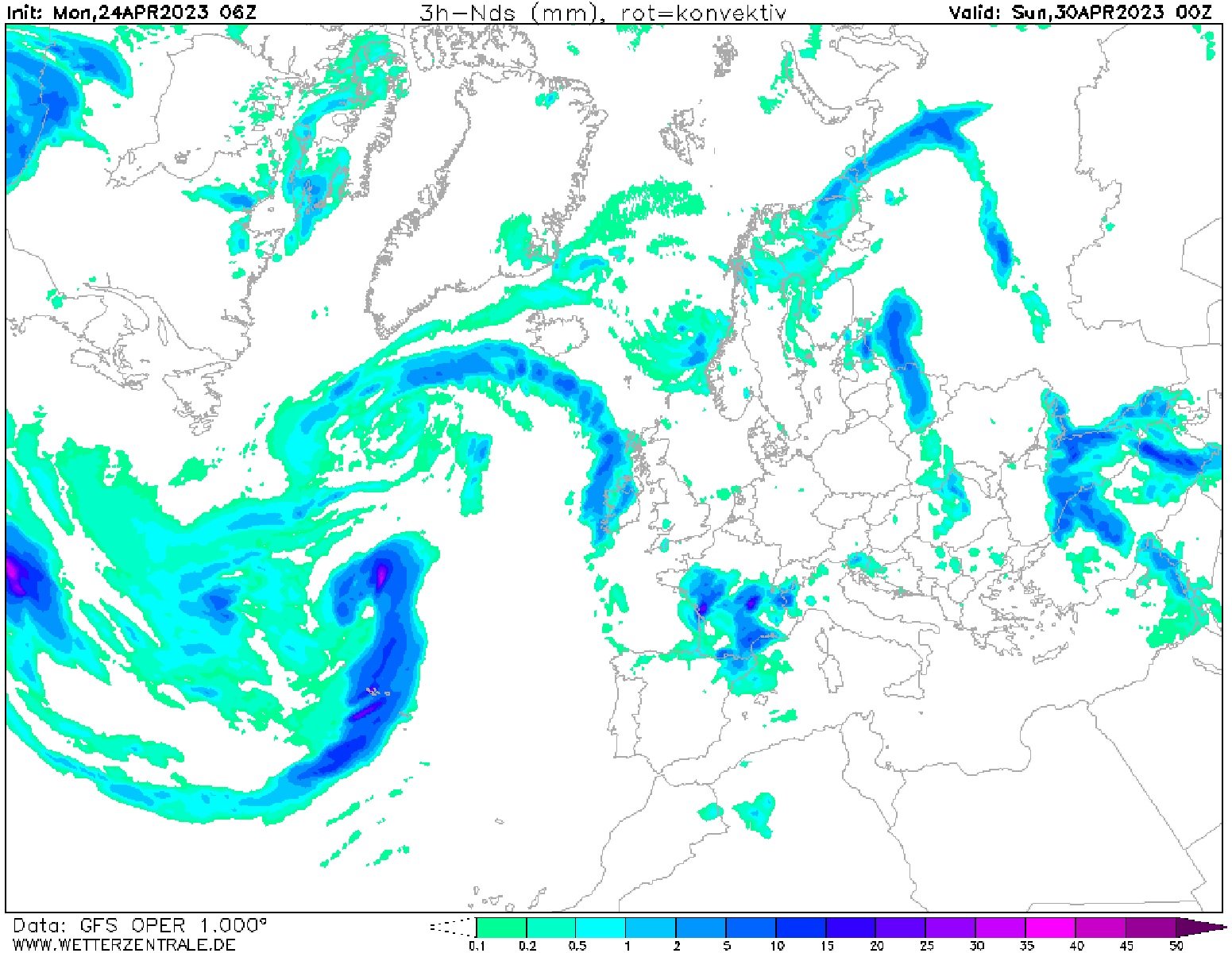 Lluvias y tormentas, 30 de abril GFS Wetterzentrale