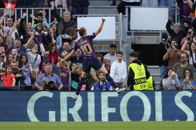 Graham Hansen celebrando su gol en el Camp Nou ante el Chelsea / Foto: EFE