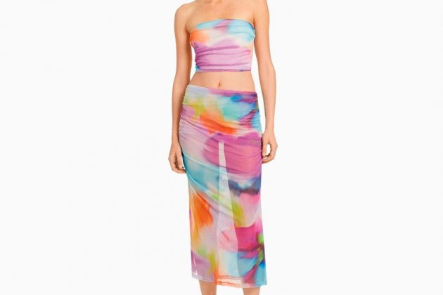 Falda midi mesh print Falda midi mesh print