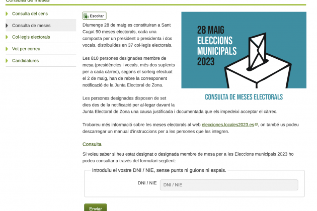 Eina comprovar mesa electoral Sant Cugat