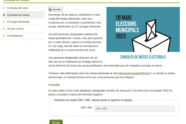 Herramienta comprobar mesa electoral Sant Cugat