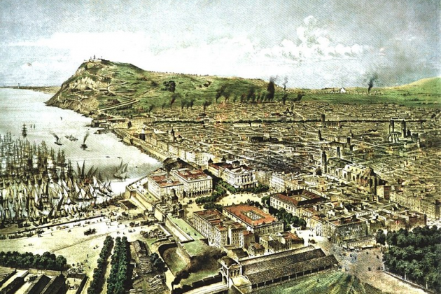 Barcelona (1850). obra de Alfred Guesdon. Fuente Wikimedia Commons Barcelona (1850). obra de Alfred Guesdon. Fuente Wikimedia Commons