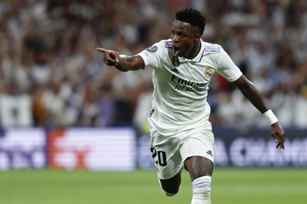 Vinícius celebrant el gol davant del Manchester City / Foto: EFE Vinícius celebrant el gol davant del Manchester City / Foto: EFE