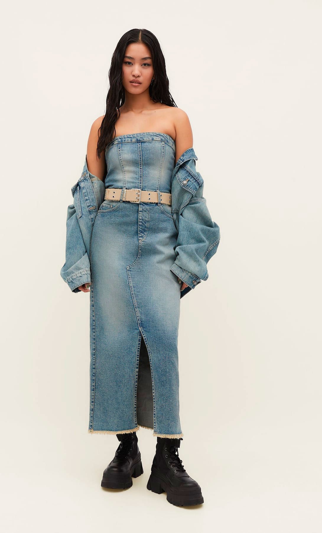 Vestido denim con abertura1 Vestido denim con abertura1