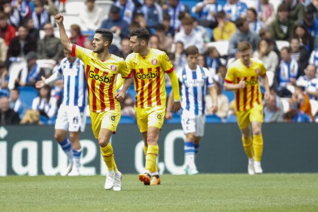 Yan Couto celebra gol del Girona ante Real Sociedad / Foto: EFE -Javier Etxezarreta
