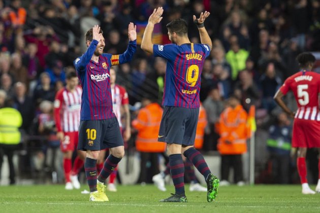 Leo Messi y Luis Suarez celebrando un gol en la Liga de la temporada 2018/19 / Foto: FC Barcelona