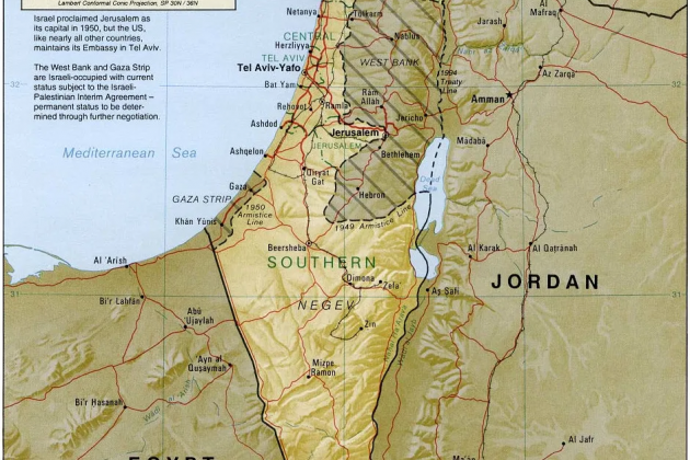 Mapa d'Israel (1948). Font Enciclopedia Jueva
