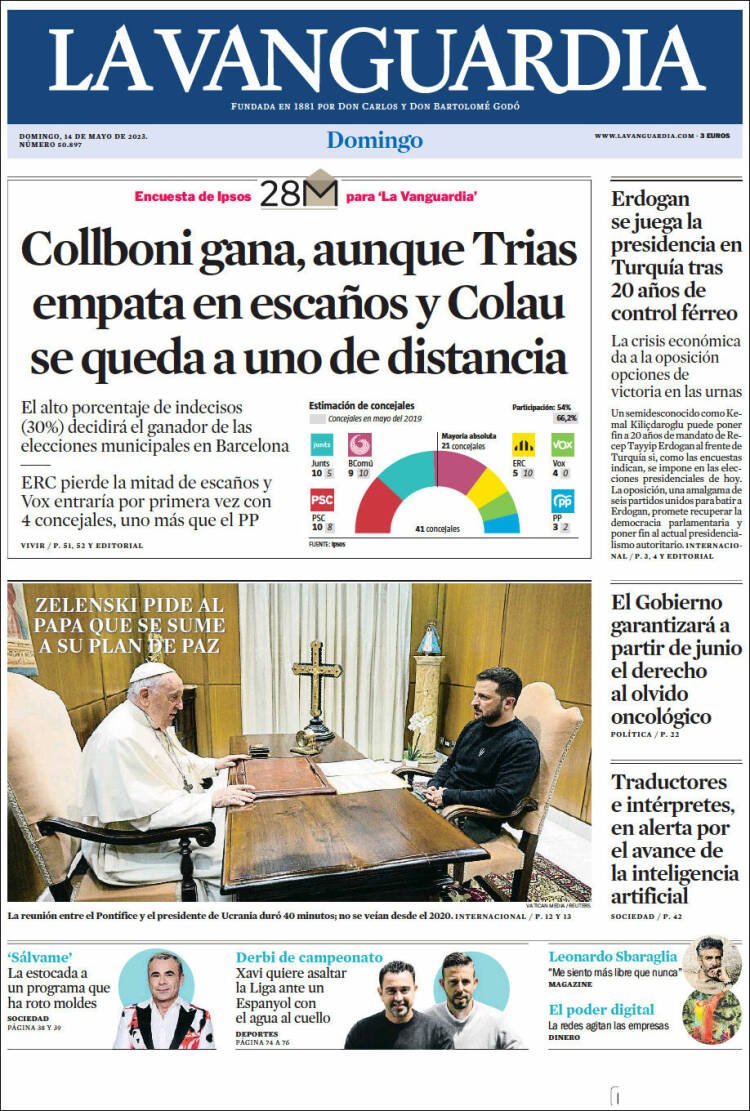 Portada La Vanguàrdia Portada La Vanguàrdia