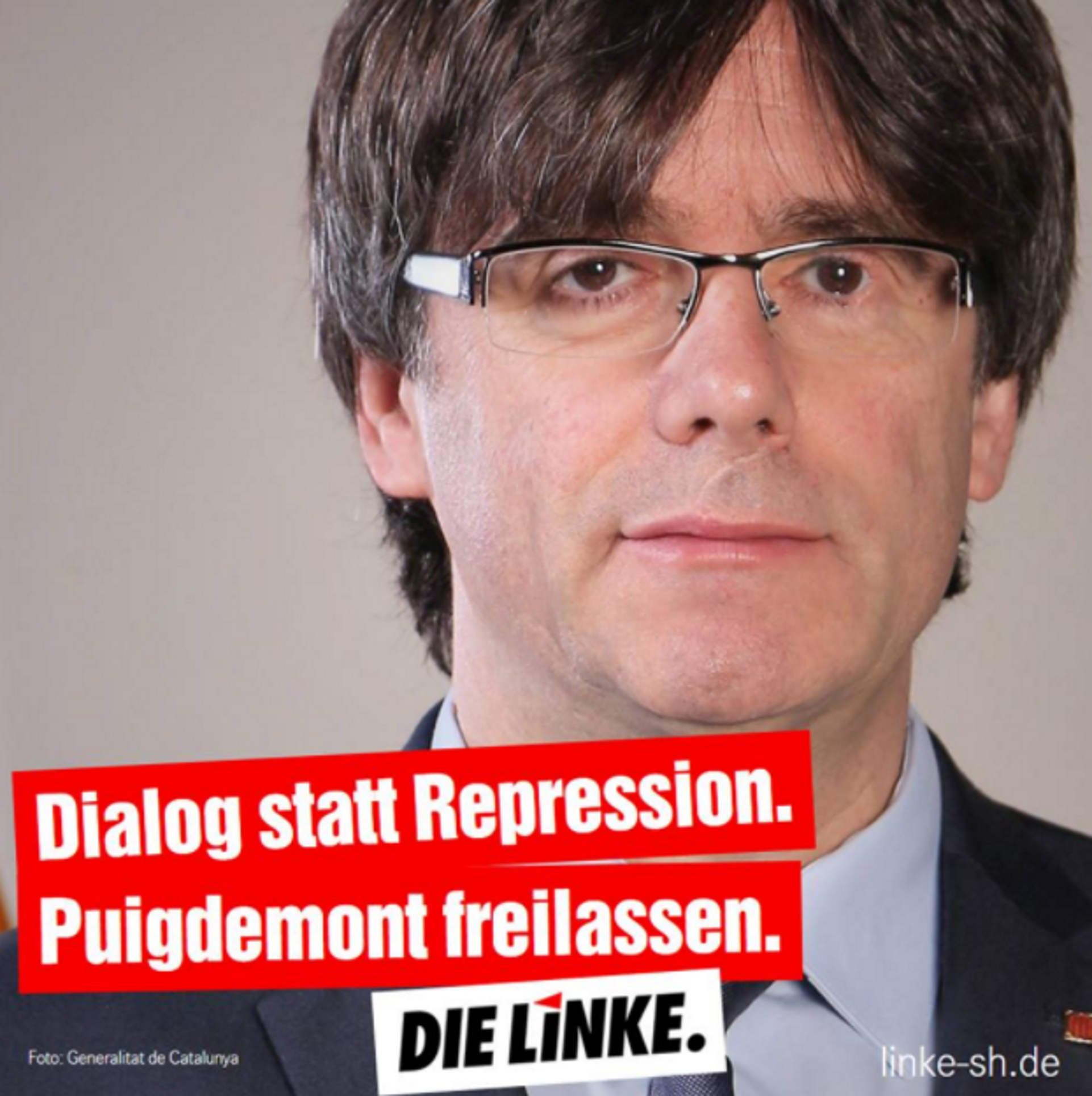 El cartell de die Linke en suport de Puigdemont