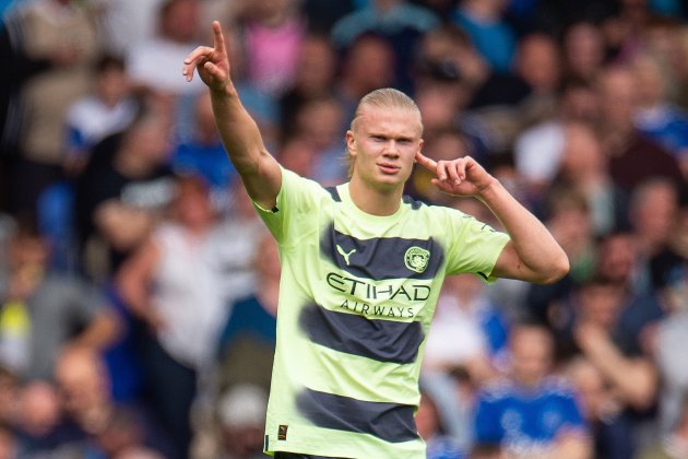 Erling Haaland celebra gol a domicili amb el City / Foto: EFE - Peter Powell