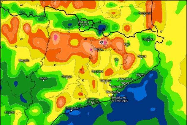 Pluja acumulada fins divendres a Catalunya