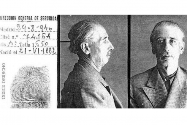 Ficha de detención del Presidente Companys. Dirección General de Seguridad (1940). Fuente Archivo de El Nacional