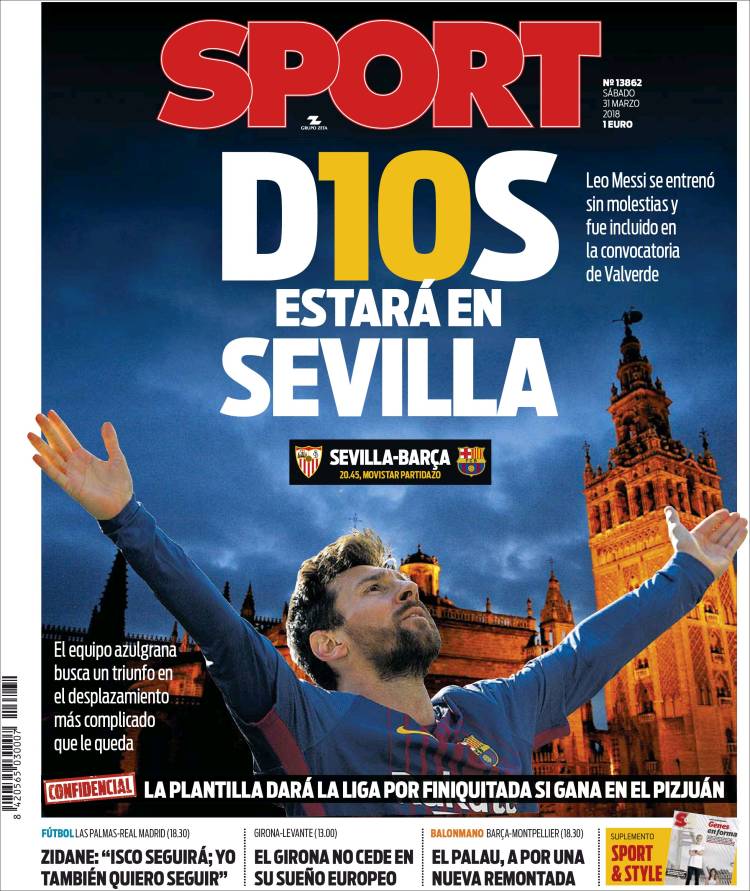Sport Portada 31 03 2018 Sport Portada 31 03 2018