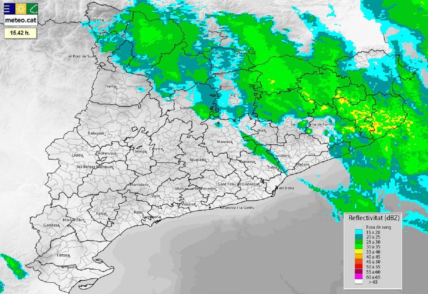 Precipitaciones en el norte y este de Catalunya