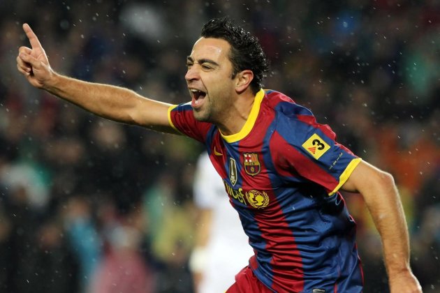 Xavi Hernandez celebrando el primer gol del 5-0 del Barça en el Real Madrid en el Camp Nou / Foto: FC Barcelona