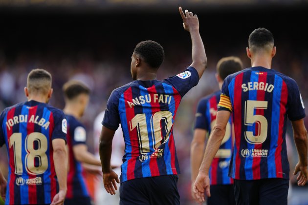 Ansu Fati celebra gol en el Barça Mallorca / Foto: EFE - Enric Fontcuberta