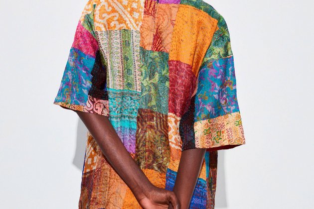 Vestido patchwork de seda Vestido patchwork de seda