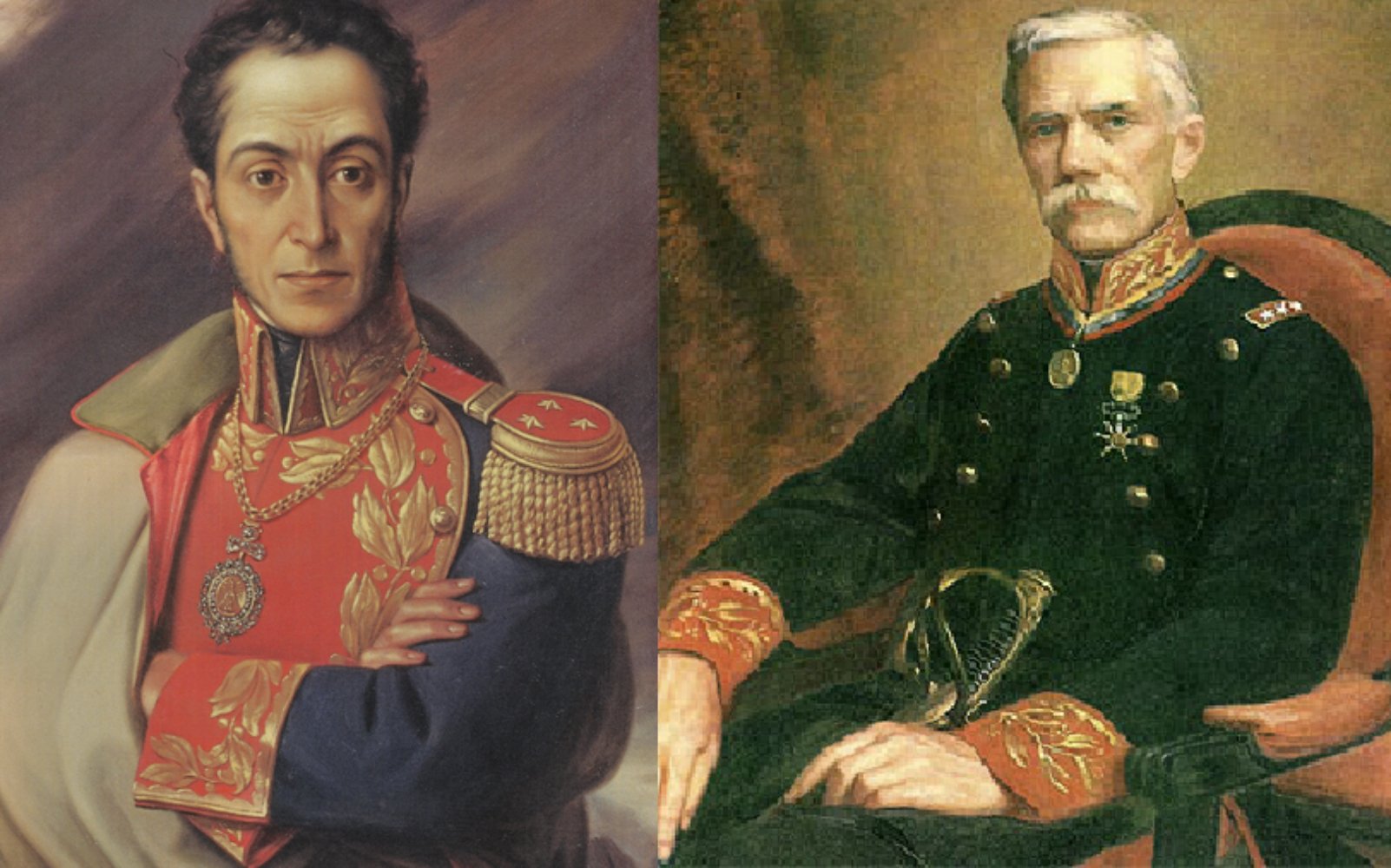 Els generals Simon Bolivar i Bartomeu Salom. Font Palacio Legislativo de La Paz (Bolivia) i Palació Federal de Caracas (Veneçuela)