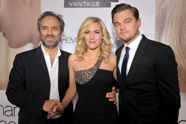 Sam Mendes, Kate Winslet y Leonardo DiCaprio Sam Mendes, Kate Winslet y Leonardo DiCaprio
