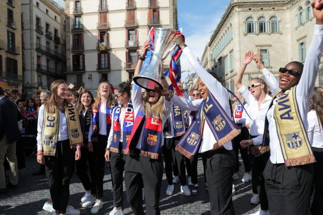 barça femeni Champions plaza Sant Jaume / Foto: Eva Parey