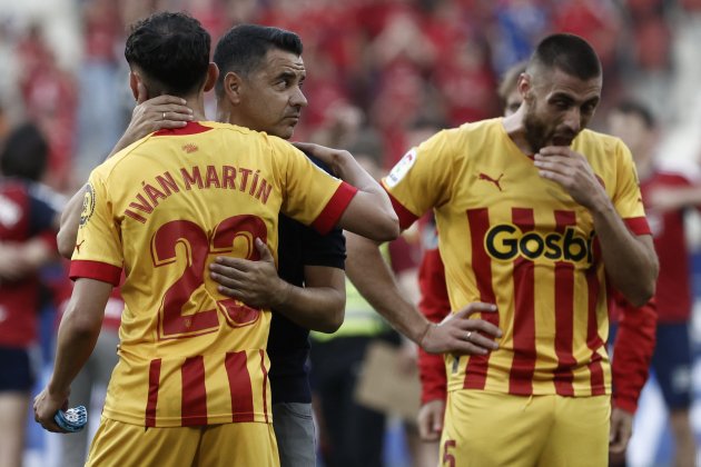 Míchel y David López decepcionados Girona / Foto: EFE - Jesús Diges