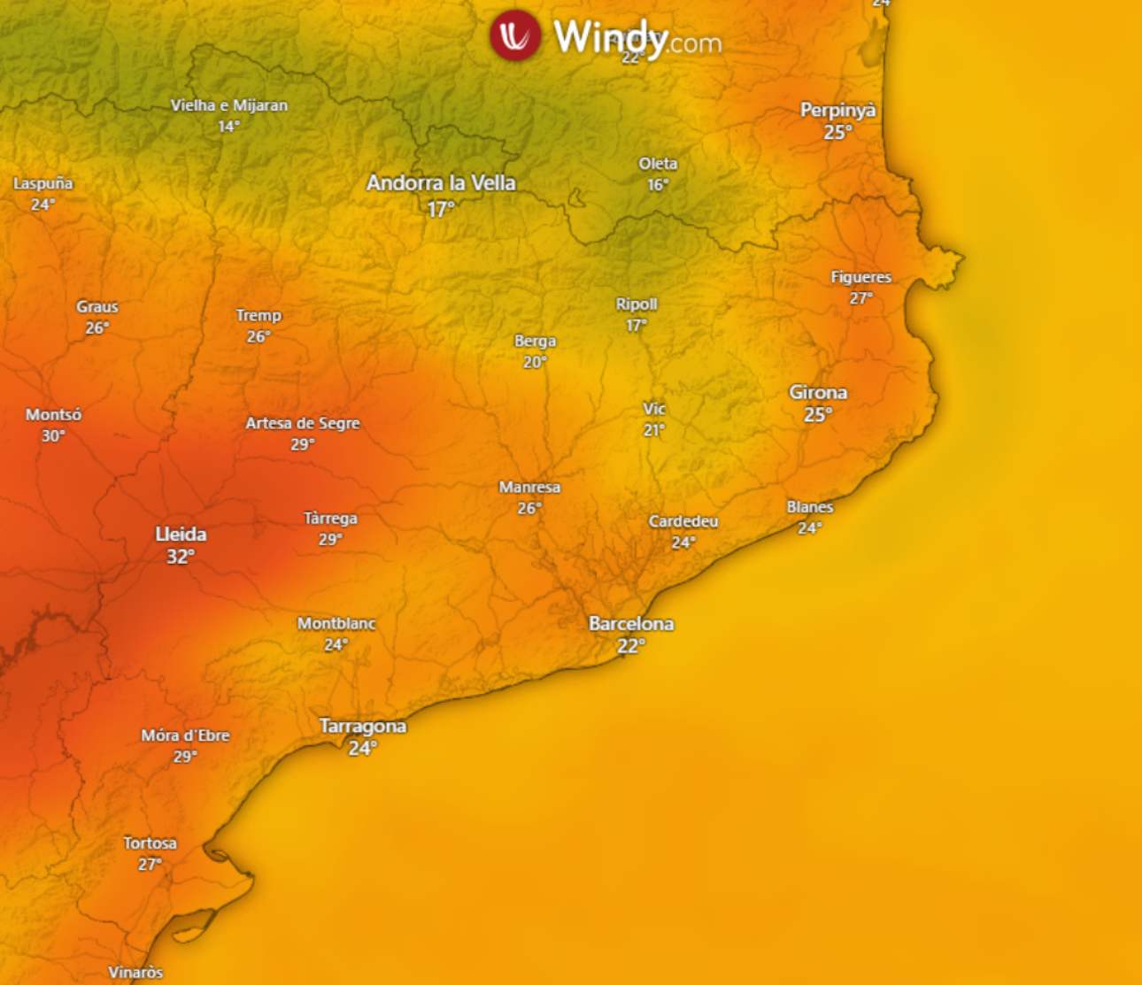 El sábado será el día más caluroso de la próxima semana / WINDY