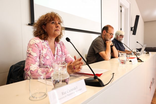 Plataforma per la Llengua. Rut Carandell, Òscar Escuder i Josep Jover. Foto: Miquel Muñoz