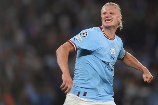 Haaland emocionado tras ganar la Champions Leaguecon el Manchester City / Foto: EFE