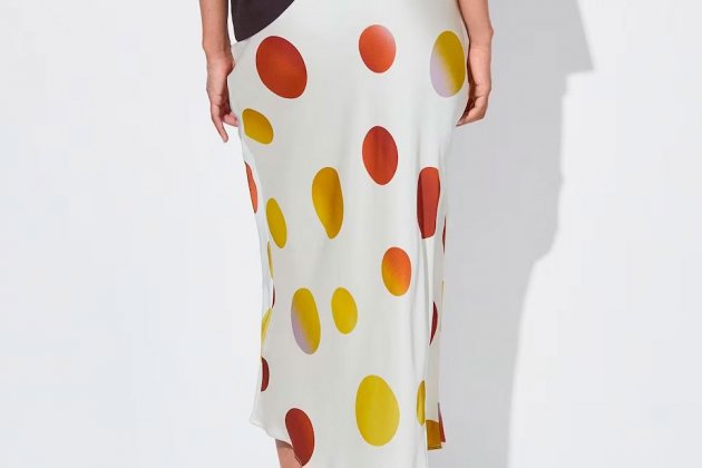 Faldilla|Falda midi de tub amb estampat de lunares1 Faldilla|Falda midi de tub amb estampat de lunares1