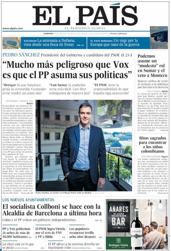 el pais portada 18 juny