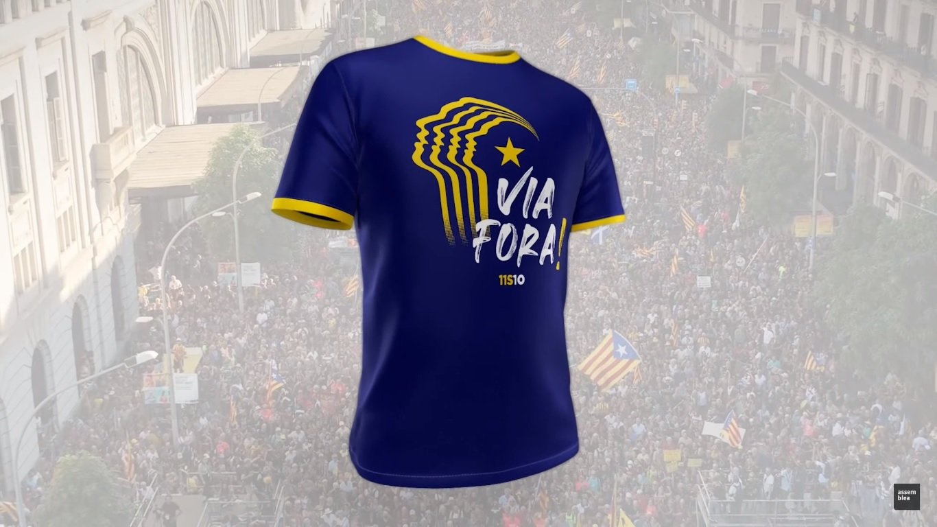 Así es la camiseta de la Diada 2023 de la ANC: 'Via fora!' y guiño a la UE