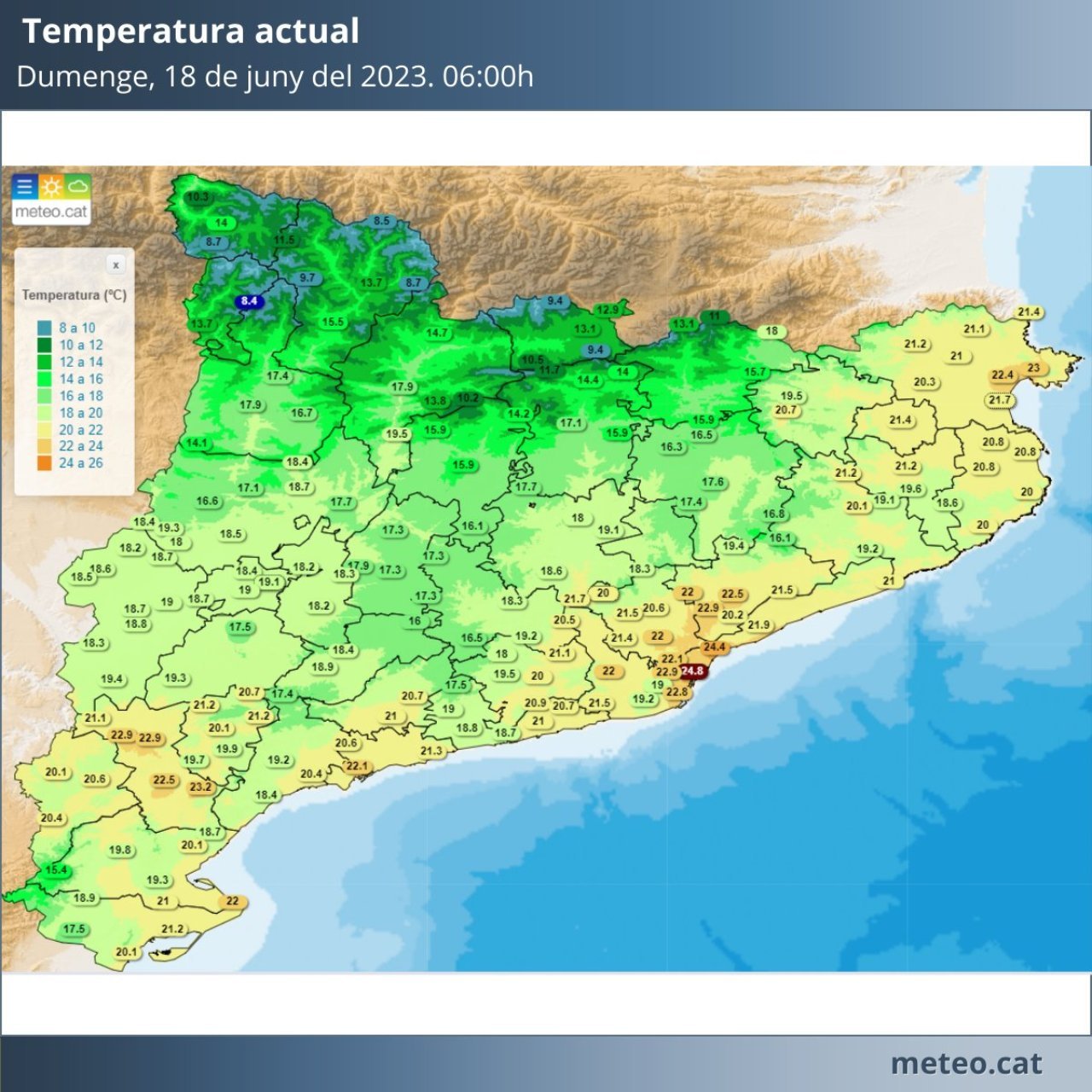 Las noches en la costa empiezan a ser de maldormir. En la ciudad, el efecto de calor nocturno todavía es peor porque no refresca: la mínima de Barcelona ha sido de más 23 °C / Servicio Meteorológico de Catalunya