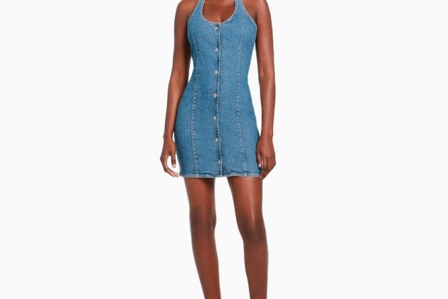 Vestido mini denim botones1 Vestido mini denim botones1