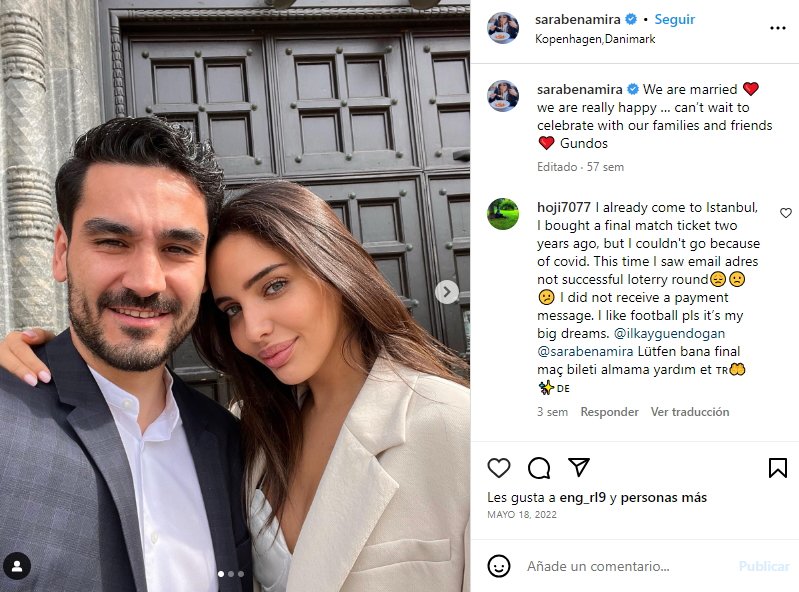 Gündogan y Sara se casan Instagram